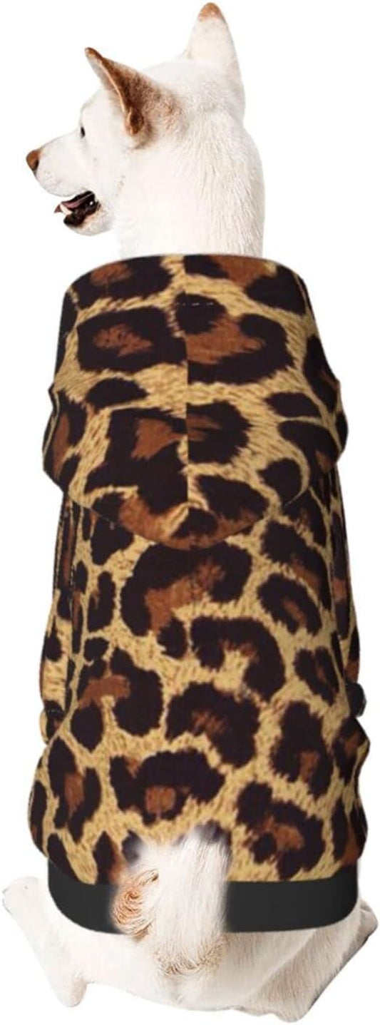 Dog Hoodie Leopard Print Pet Clothes Sweaters with Hat Printed Style Dog Costumes Cute Sweatshirt for Puppy Small Medium Pet Hoodie Doggie Soft Winter Pullover Coat