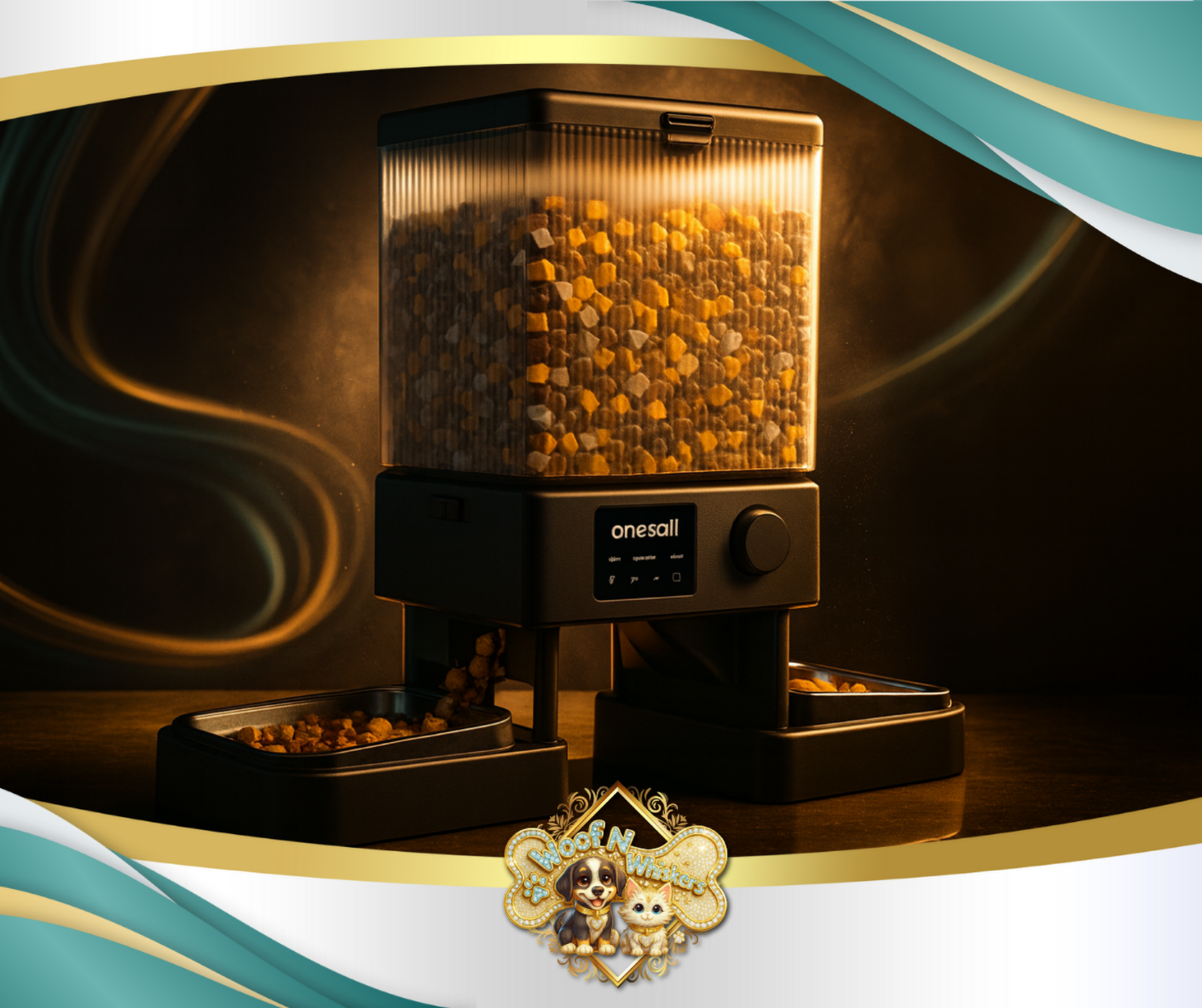 5L/20 Cups Automatic Cat Feeder with 5G Wifi & APP Control, PFD-002 PRO Double Bowl Cat Food Dispenser with 1 Desiccant Bag, Timed Automatic Pet Feeder for 2 Cats/2 Small Dogs - Black