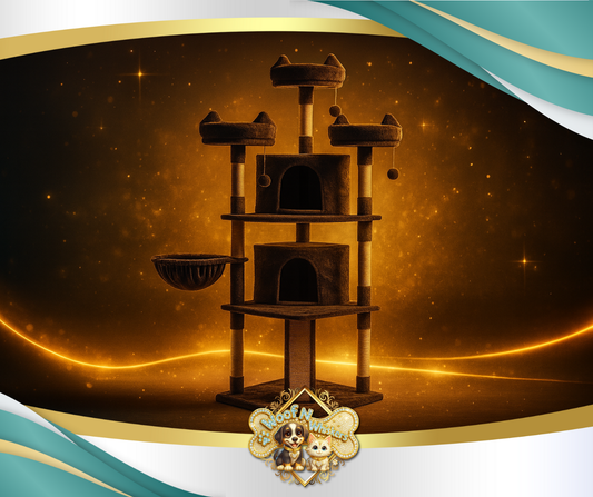 69In Large Cat Tree Tower with Condos & Scratching Board, Dark Gray