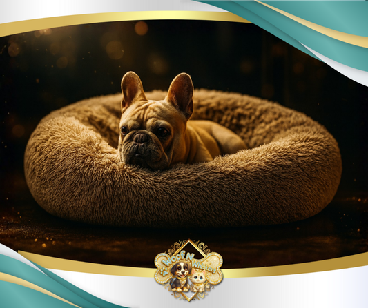 Calming Cat Bed for Indoor Cats,Anti-Anxiety Donut round Dog Bed,Fluffy Faux Fur Washable Pet Bed for Small Medium Dogs and Cats,Taupe,24In